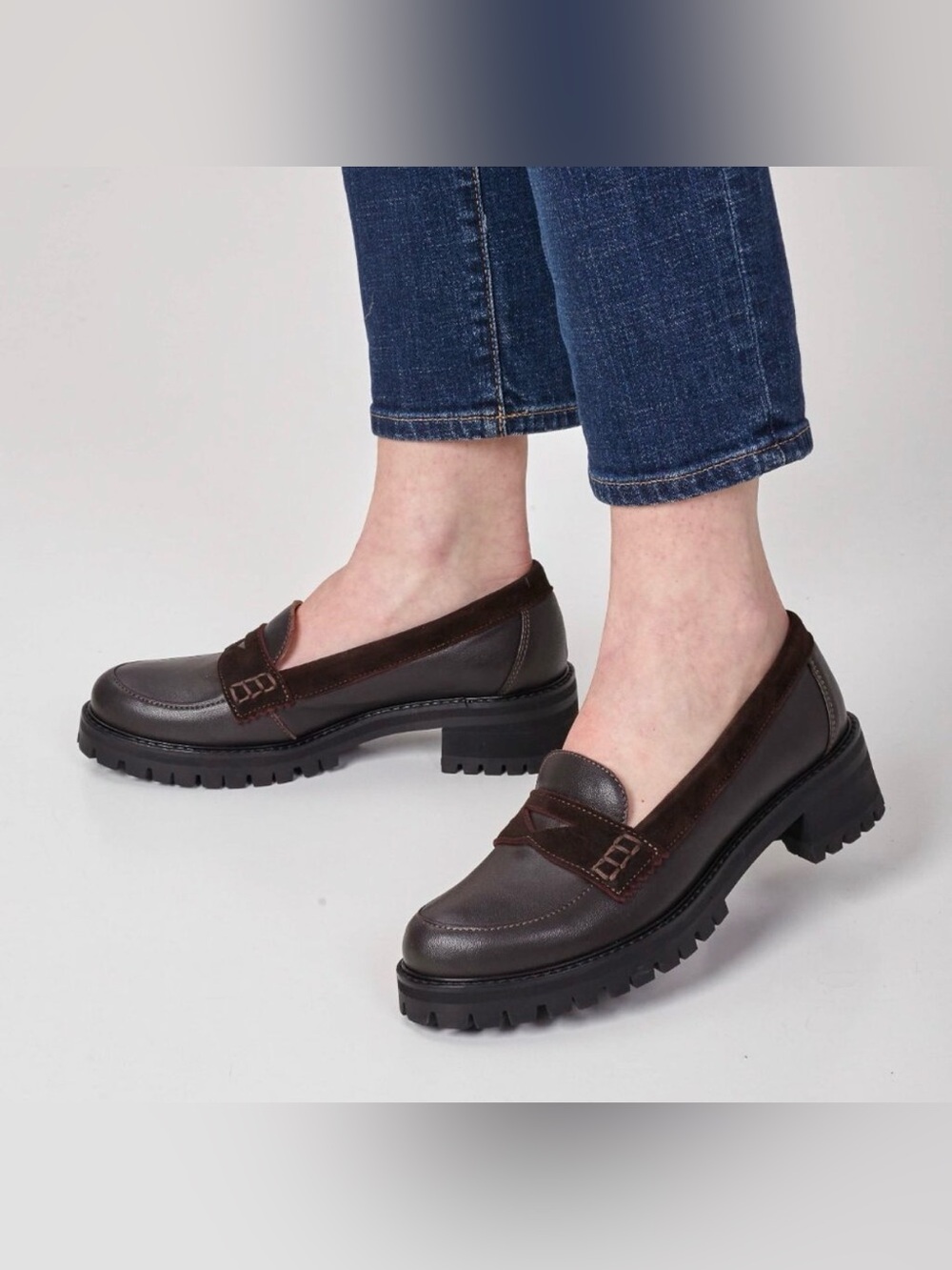 Women's Chunky Lug Sole Penny Loafer - Dark Brown